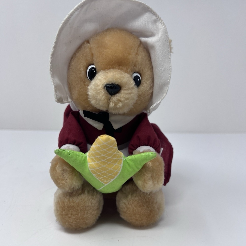 Vtg Russ Berrie Eliza Thanksgiving Pilgrim Plush Bear Stuffed Animal Collectible